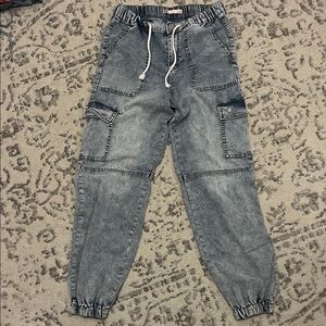 SO Women's High Rise Washed Blue Jeans